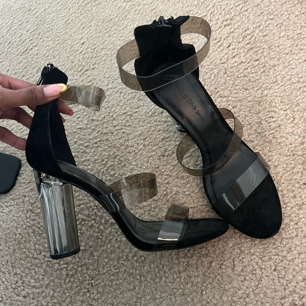 Black heels with a clear heel
